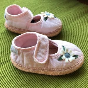 Pink Canvas Baby Shoes with Flower